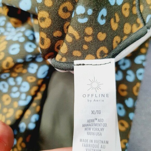 Aerie OFFLINE Animal Leopard Print High Waisted Soft Leggings Olive Green XL - Picture 3 of 8